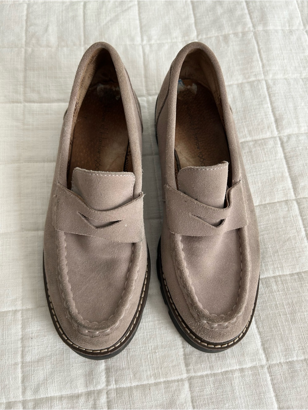 House of Harlowe Suede Loafers in Taupe